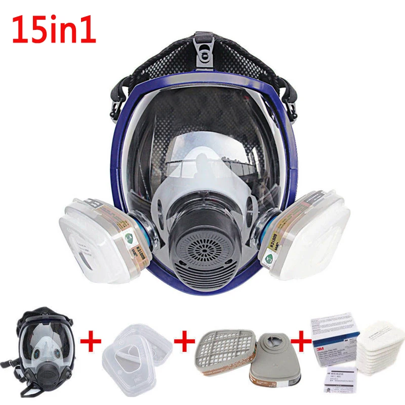 Updated Full Face Mask For 6800 Gas Mask Full Face Facepiece Respirator For Painting Spraying with 2pcs Cartridges