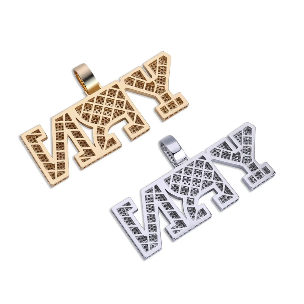 TOPGRILLZ Iced Out Bling YRN письмо кулон ожерелье с теннисной цепочкой мужское Золотое серебряное ожерелье хип-хоп модное ювелирное изделие