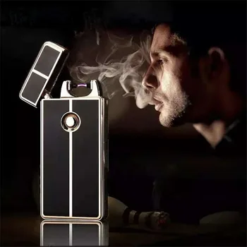 

Windproof Metal Cigarette Lighter Electric Arc Lighter Electric Plasma Pulse USB Charging Cigar Smoking Lighter Gift For Men