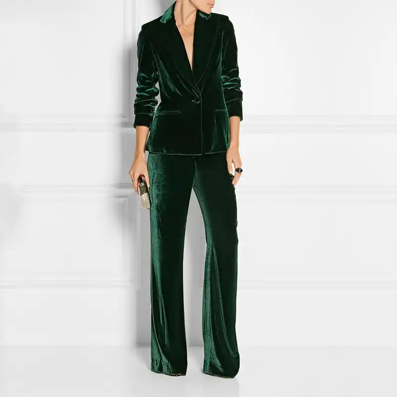 womens green velvet pants