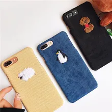 

LISHE Winter Fabric Phone Case For IPhone 6 6S 7 8 Plus X Cute 3D Cartoon Animals Soft Cloth Back Cover