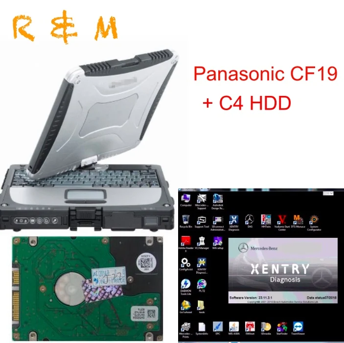 SD подключения C4 xentry+ Dts Monaco8+ Vediamo+ DAS+ EPC программного обеспечения с жестким диском Toughbook Panasonic CF 19 CF19 CF-19 Ноутбук готов к использованию