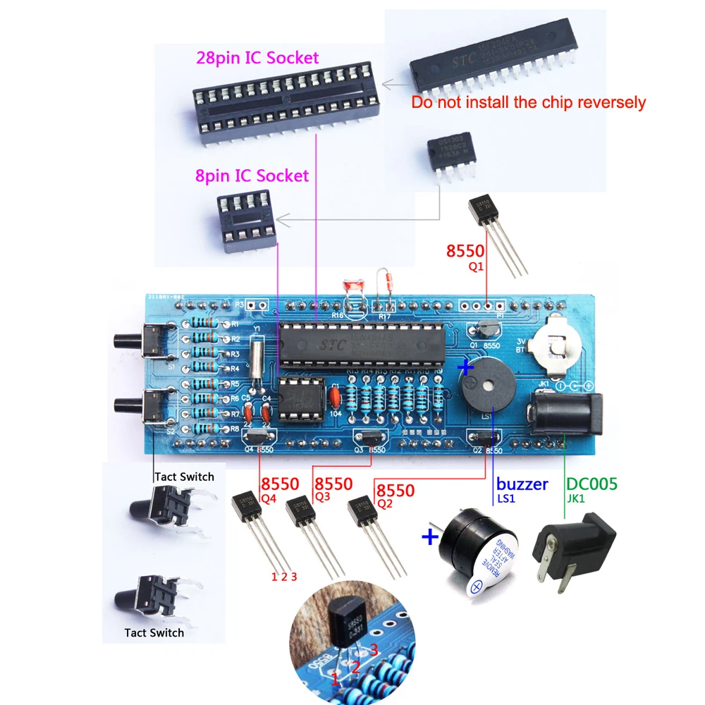 Стильные цифровые часы DIY Kit компактный 4-цифра DIY светодиодный принадлежность для часов светильник Управление Температура даты и времени с прозрачный чехол