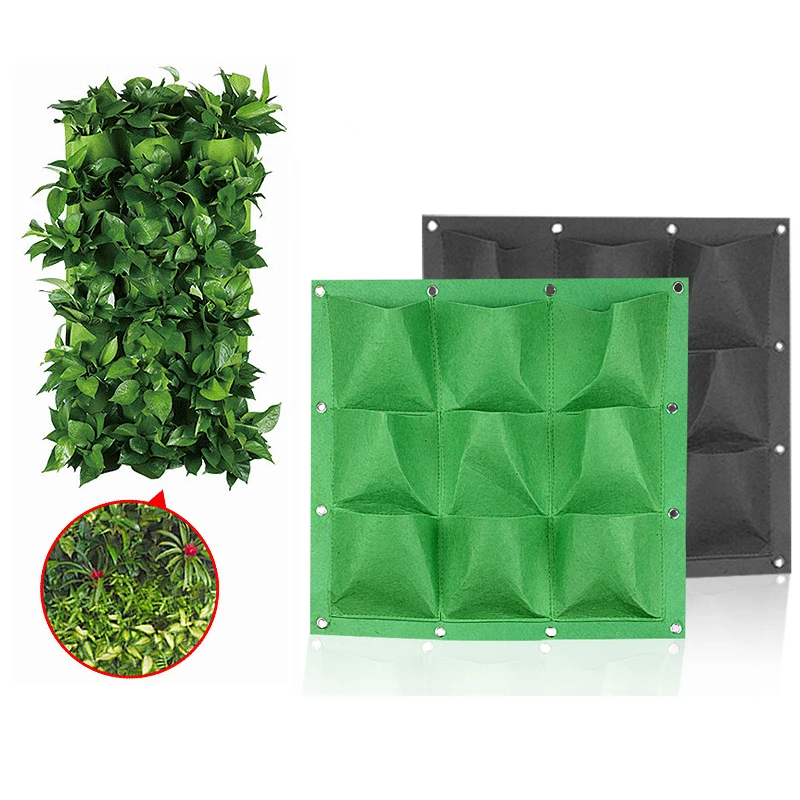 

Wall Hanging Planting Bags 9/ Pockets Green Grow Bag Planter Vertical Garden Vegetable Living Garden Bag Home Supplies 50x50cm