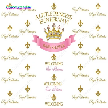 

Colorwonder Photography Background Golden Crown with Pink and White Diamonds 7x5 White Backdrop for Little Princess Baby Shower