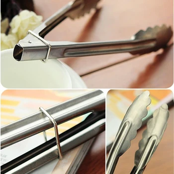 스테인레스 스틸 주방 도구 세트, 가열 빵 집게, 샐러드 바베큐 요리, 음식 서빙 기구 집게, 7 인치