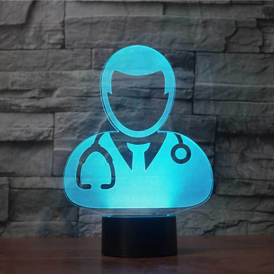

Novelty 3D Usb Night Light 7 Color Changing Led Doctor Modelling Desk Lamp Home Decor Bedside Baby Sleep Lighting Creative Gifts