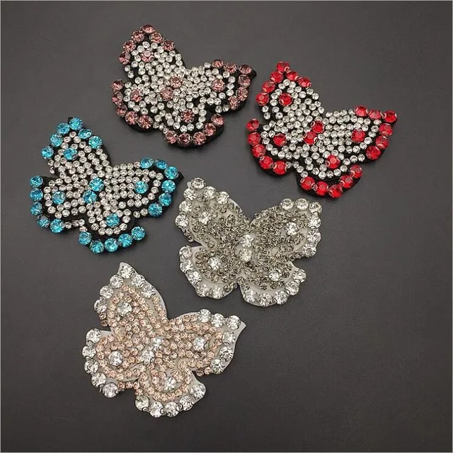 

Rhinestones butterfly Beaded Sequins Sew On Patches for clothes DIY Patch Applique Bag Clothing Coat Sweater Crafts B110