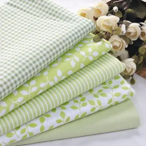 

5 PCS 40cmX50cm Green Floral Cotton Fabric For Sewing Patchwork quilting Doll Bedding Fabric home textile