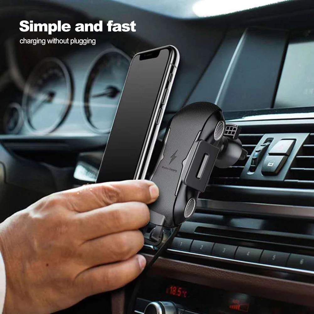 

Car Qi Wireless Charger Automatic Clamping Fast Mount Stand Auto Accessories