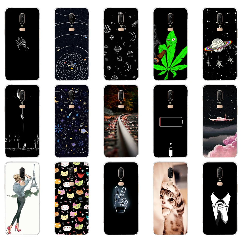 

H silicon case for oneplus 6 case cover Coque for oneplus 6t case etui cover for oneplus 6 case leaves cute funny dog cartoon