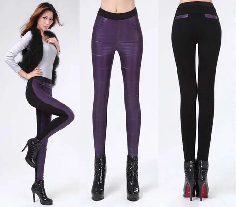 Зимние теплые брюки для женщин/ шелковая ткань/Новинка 2013/эксклюзивный собственный модный дизайн/женские брюки/4 цвета на выбор - Цвет: Purple