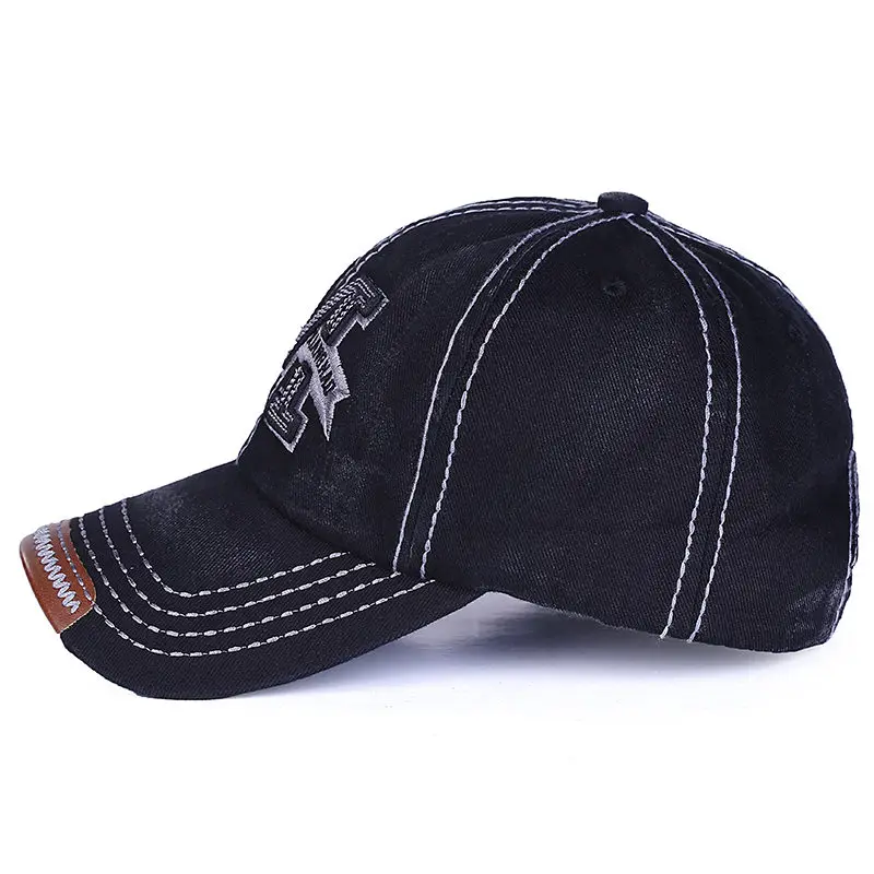 [Fetsbuy] M washed Denim SnapBack sombreros otoño verano letra M hombres béisbol Sunblock beisbol casquette ajustable CAPS