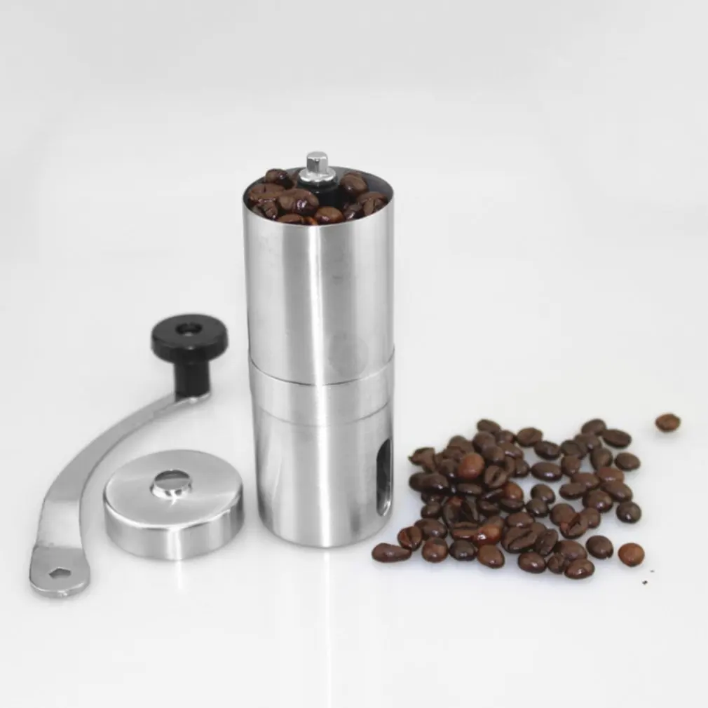 Stainless Steel Silver Coffee Grinder Mini Hand Manual Handmade Coffee