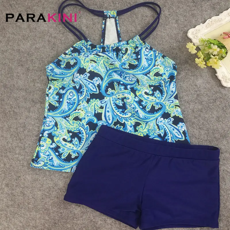 

PARAKINI 2019 Swimwear Tankini Women Two-piece Swimsuit Plus Size Female Retro Swim Top With Shorts Beach Wear Bathing Suit