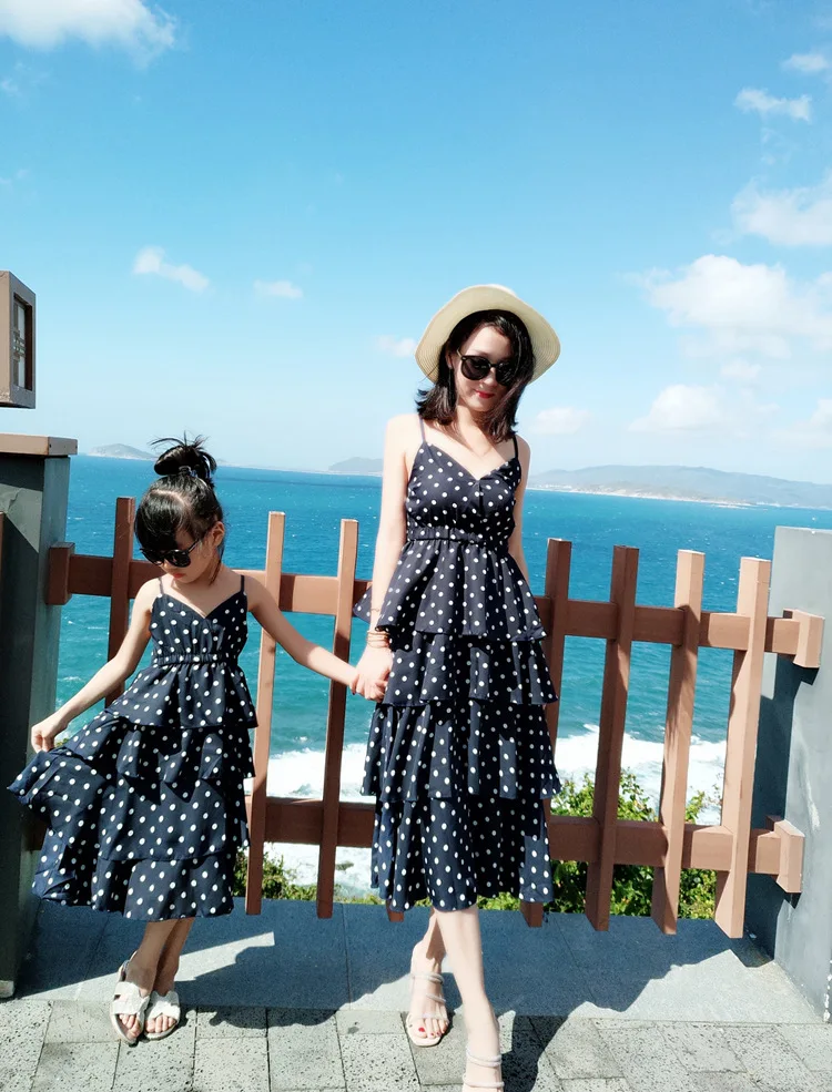 Новое летнее платье для родителей и детей праздничное платье феи для мамы и дочки на балийском море нарядное платье с оборками