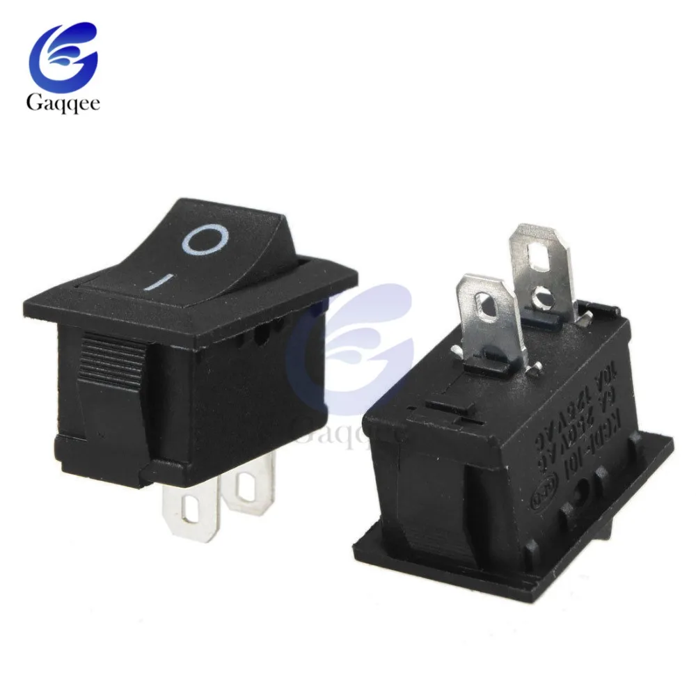 

10PCS Black Push Button Mini Switch 6A-10A 250V KCD1-101 2Pin Snap-in On/Off Rocker Switch 21*15MM