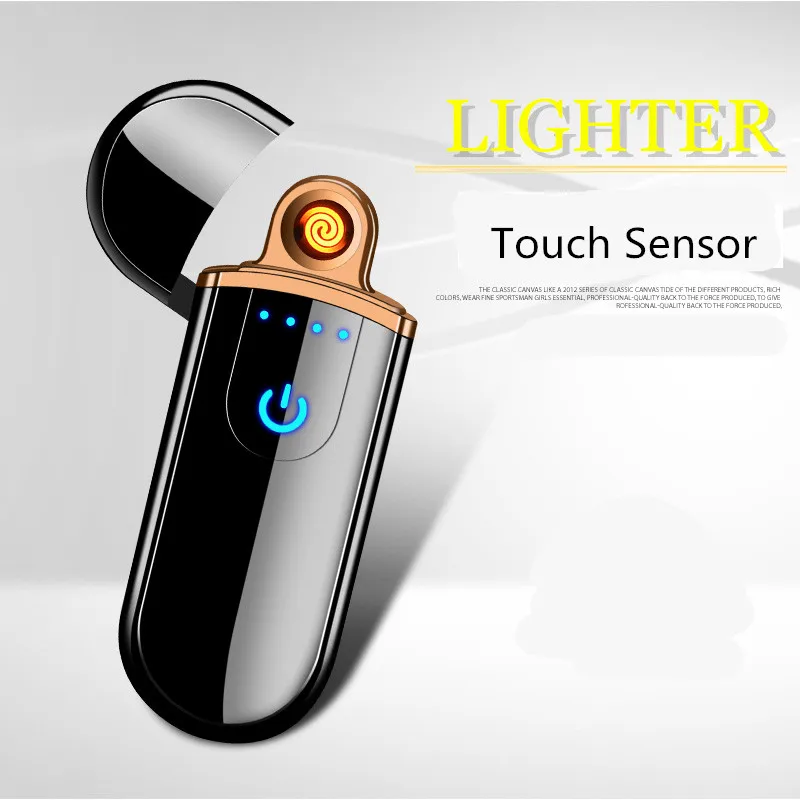 

thin usb charging lighter touch screen electronic cigarette lighters rechargeable electric lighter windproof men gift with case