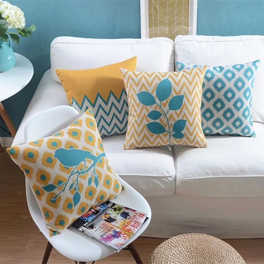 

2018 European Style Geometric Creative Painting Bird Cushion Throw Pillows Wave Geometry Decoration Car Sofa Chair Pillowcase
