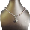 Collier de perles d'eau douce naturelles, long pendentif baroque de 7 à 9mm, pendentif feuille et ananas, 100% ► Photo 3/6
