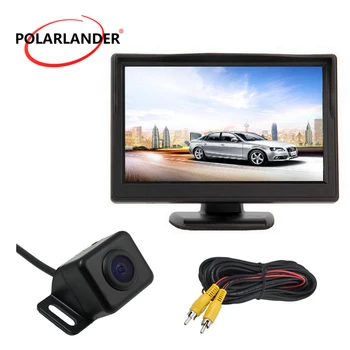 

18.5mm LED Plug-In Rear Cam Reversing Camera 5 Inch TFT Screen With Lamp Night Vision Bus/Car Desktop 12-24V Parking Monitor