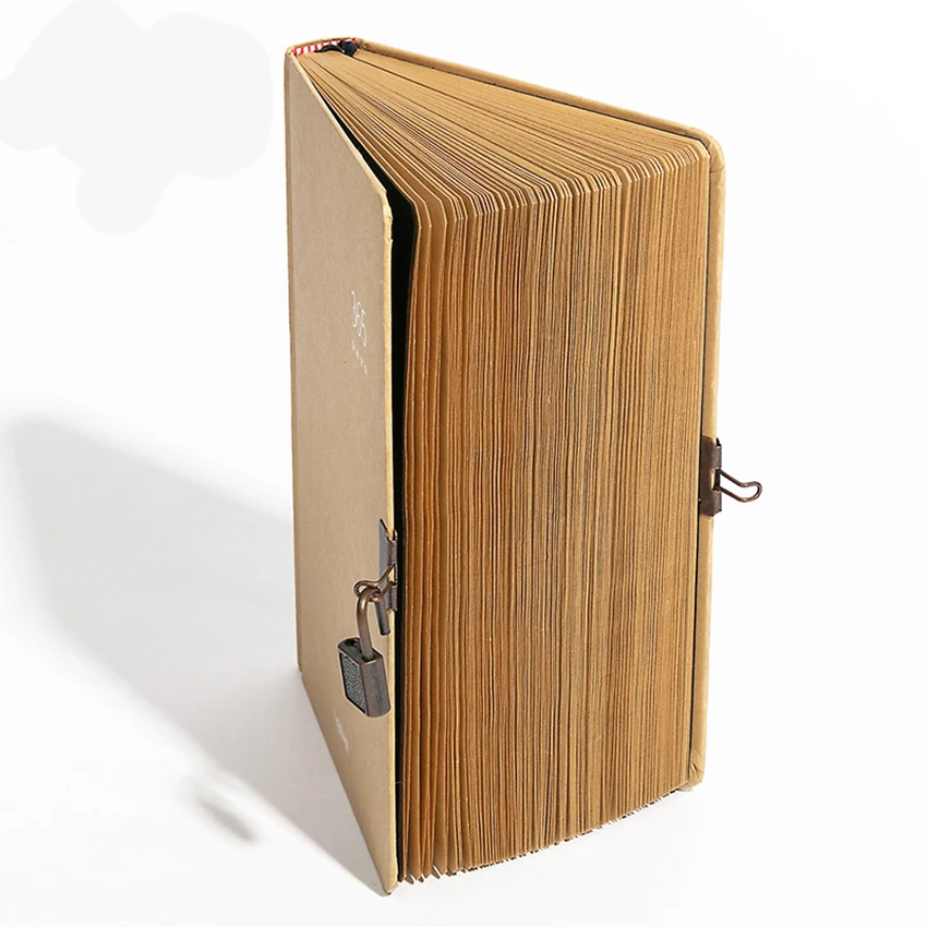 

A5 Kraft Blank Notebook Notebook Journals with Lock, 384 Pages, Size: 145x215mm, with Page Number & Date, Lay Flat Binding