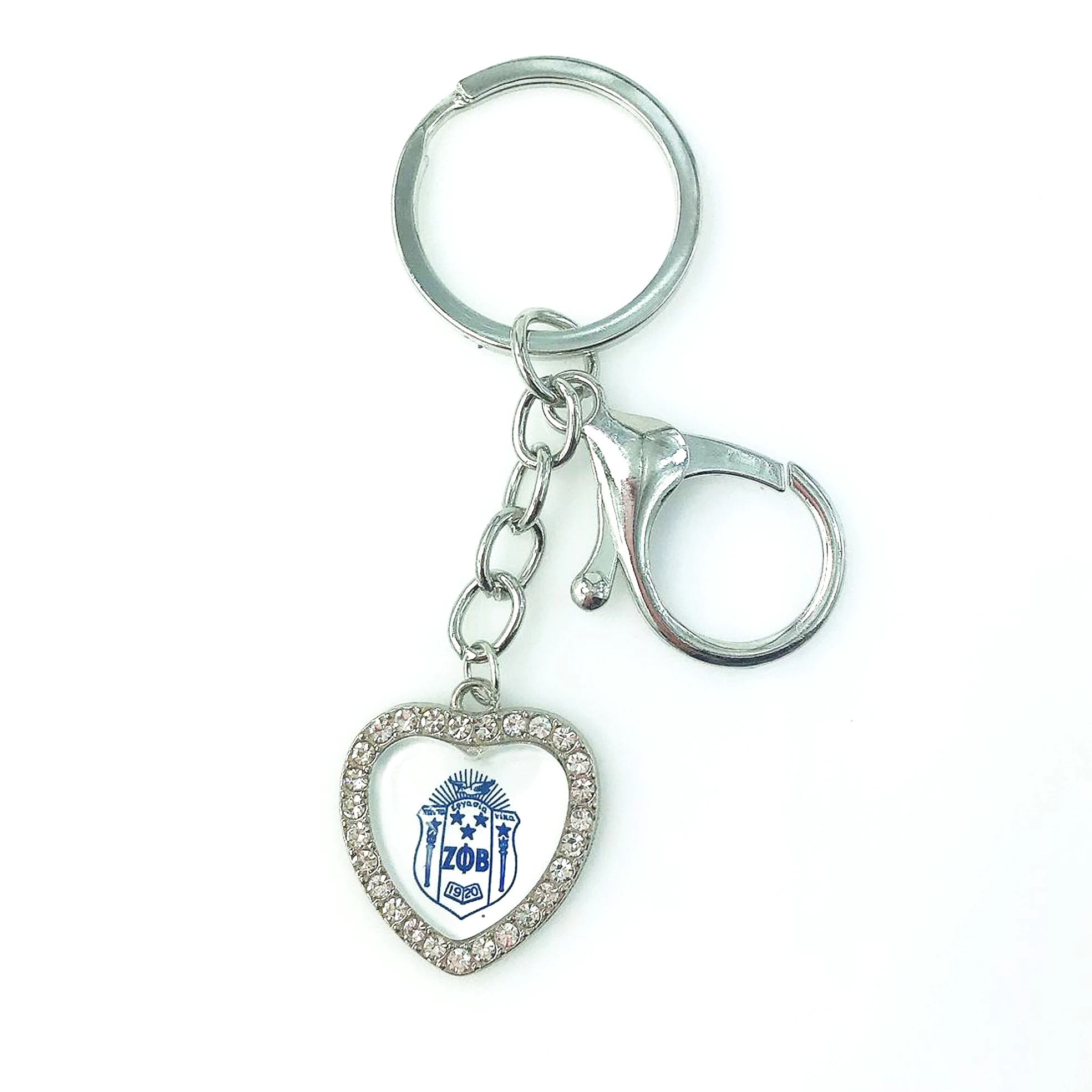 

Fashion Men Jewelry Heart crystalGreek ZETA PHI BETA Sorority Key chain for Fraternity/AKA key ring with silver keychain jewelry