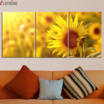 

CLSTROSE Special Offer Beautiful Sunflower Canvas Painting 3 Pieces Wall Art Flower Paintings For Living Room Home Decoration