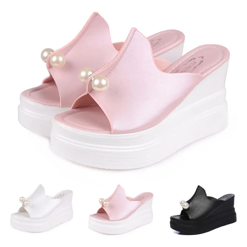 

DAFENP Summer Sandals Women shoes woman Slippers Peep Toe Thick Heels Slippers Slides Wedges high heels zapatos de mujer