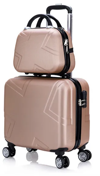 

14'' Cosmetic storage bag and 18'' 360 degree spinner rolling luggage set boarding travel suitcase