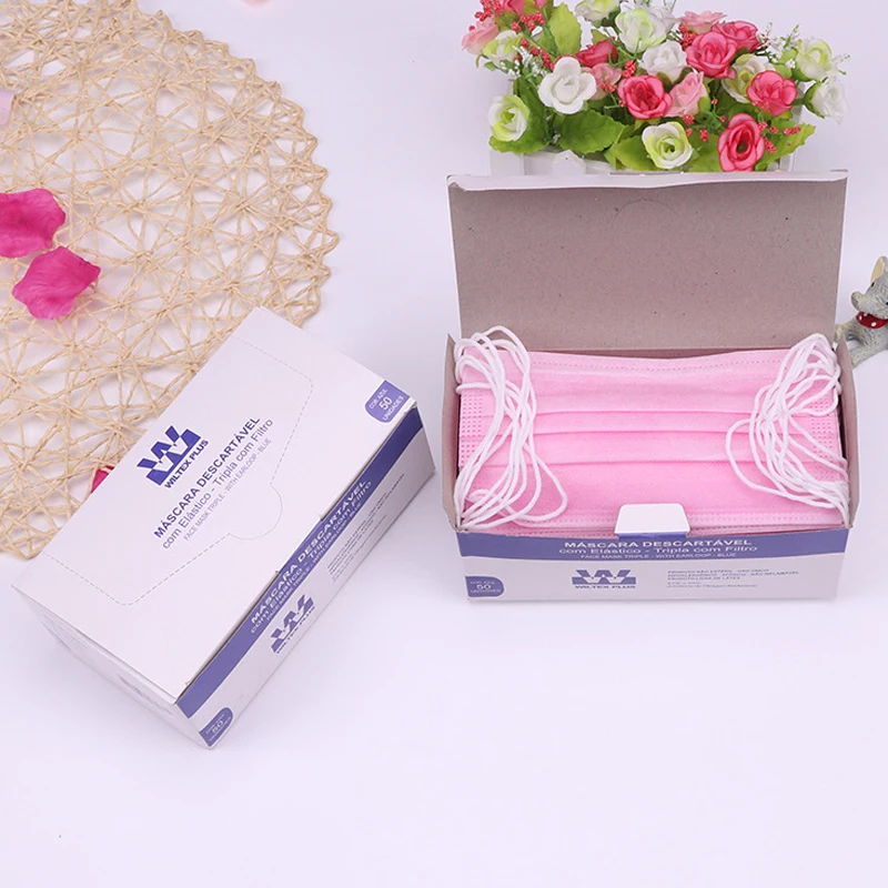 

50pcs/pack Non Woven Disposable Face Mask 4 Layer Medical dental Earloop Activated Carbon Anti-Dust Face Surgical Masks