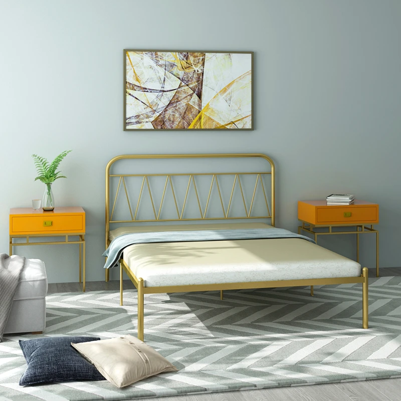 Moder iron art sheet person 1.5m iron frame bed double bed 1.8 iron bed princess ins wind steel frame bed Moder iron art sheet person 1.5m iron frame bed double bed 1.8 iron bed princess ins wind steel frame bed