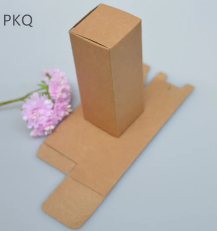 

10pcs/lot Square Essential Oil Packaging Box Brown Kraft Cosmetic Valves Tubes Paper Carton Box Craft Candle Gift Packing Boxes