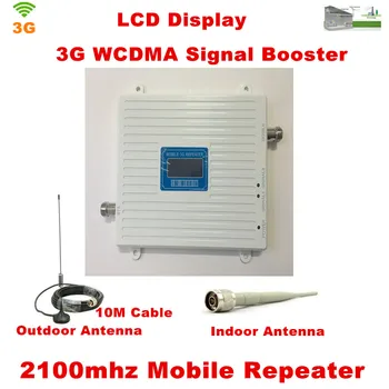 

LCD Display !!! 3G Repeater 2100Mhz Mobile Phone Signal Booster Outdoor Antenna With 10 Meters Cable Indoor Antenna 1 Set