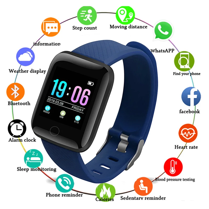 

Men's Watch Waterproof Fitness Tracker Smart Bracelet Blood Pressure Heart Rate Monitor Pedometer Smart Band Women Clock 2019