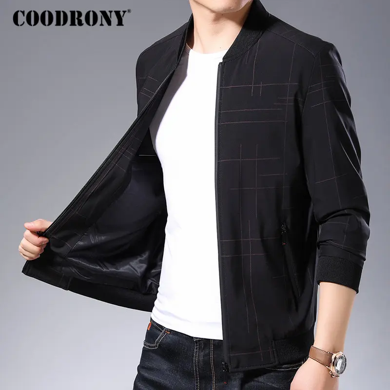 Мужская куртка бомбер COODRONY модная уличная в полоску Осень зима 98006|Куртки| |