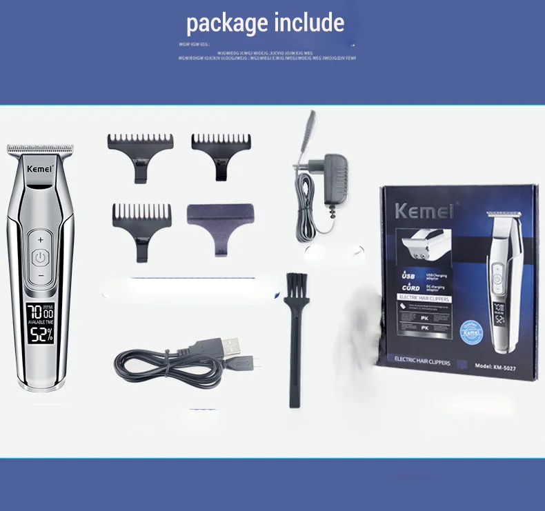 Kemei Парикмахерская профессиональная машинка для стрижки волос ЖК-дисплей Дисплей 0 мм лысый триммер для бороды для Для мужчин резак для