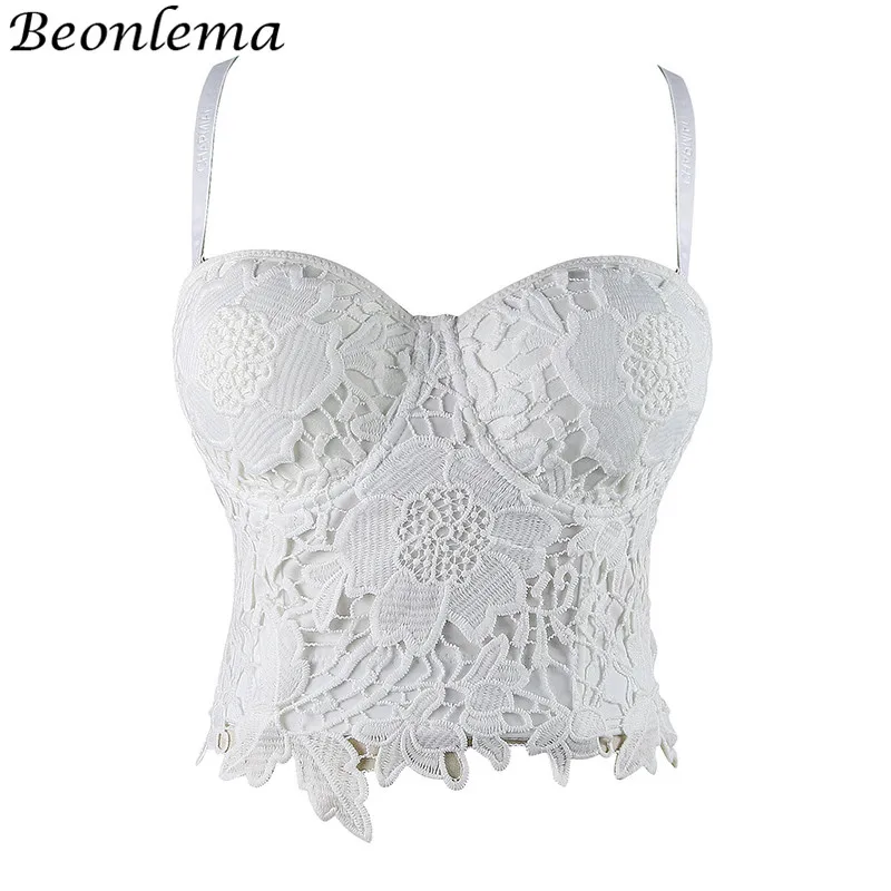 Beonlema Sexy White Corset Top Plus Size 6XL Overbust Korse Lingerie Floral Lace Black Goth Bustier Women Sweet Wedding Corselet