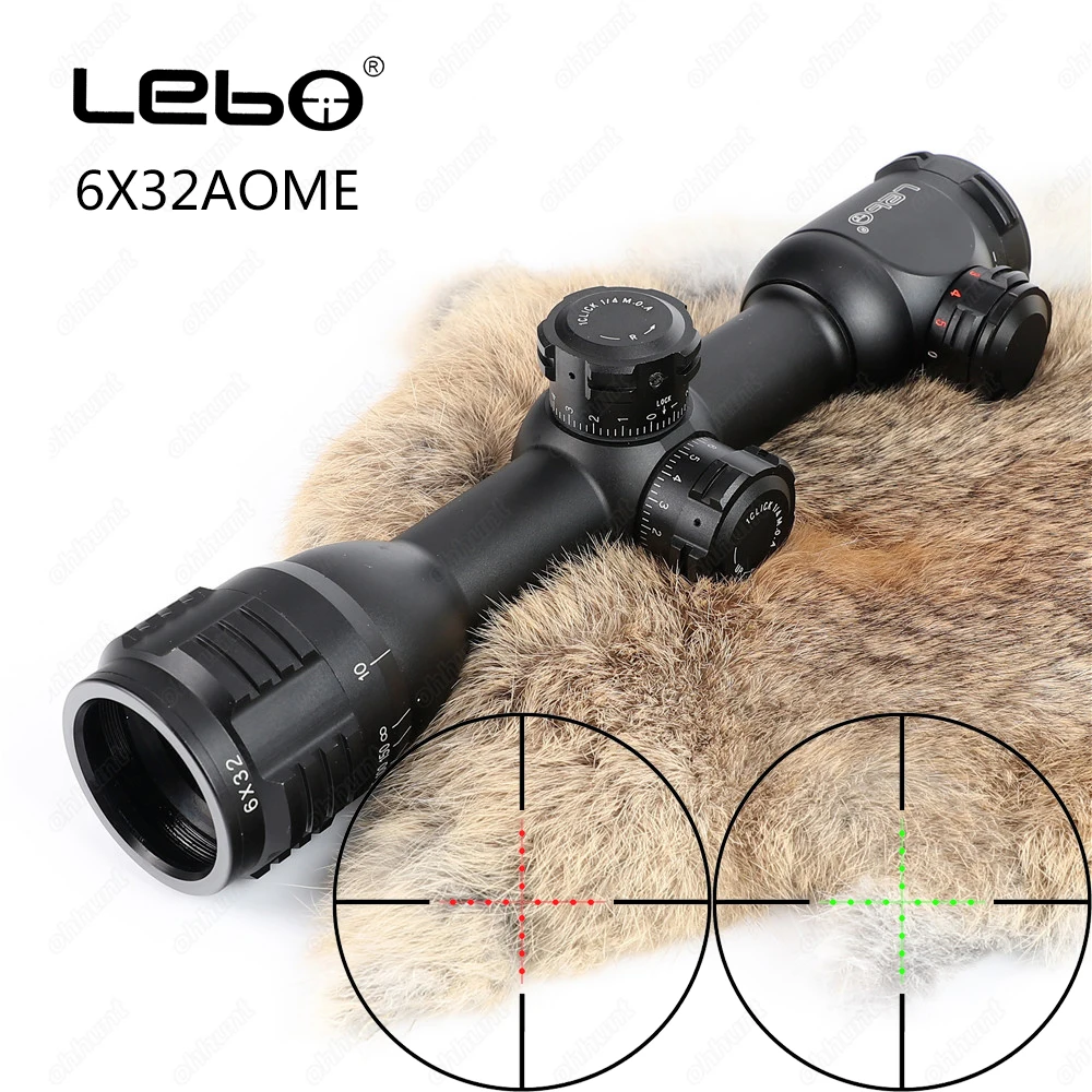 LEBO 6x32 aome прицел Охотничья оптика красный зеленый Mil-точка с многослойным