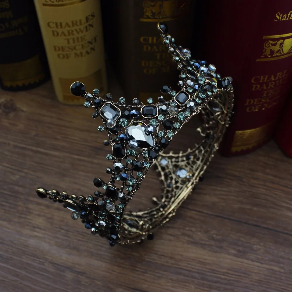 

Vintage Crystal Baroque Wedding Queen king Crowns For Bridal Women Prom Tiara Crown Headpiece Bride Head Jewelry Accessories