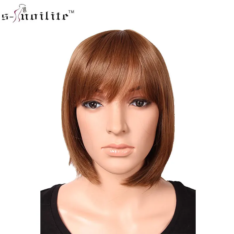 Snoilite короткие русый красный боб парик термостойкие блондинка синтетические парики чёрный; коричневый Для женщин натуральный