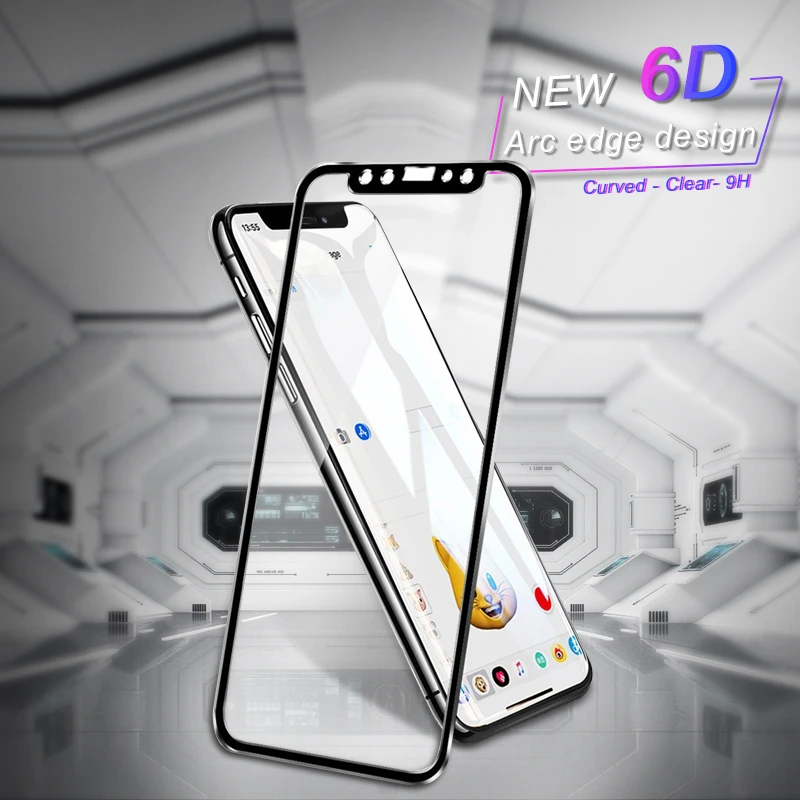 Закаленное стекло 6D с закругленными краями для iPhone X 3D полноэкранная Защитная