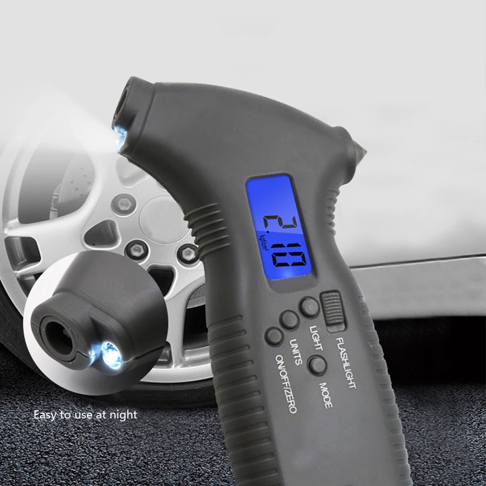 

8 in 1 Multi-functional Digital Car Tire Pressure Gauge with Safety Hammer Backlight Cutter Barometer Car Accessories