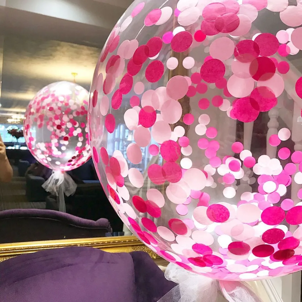clear balloon with confetti