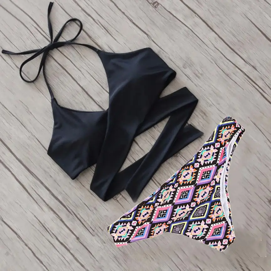 Womail Women Summer Swimsuit Solid Beach Underwear Women Push Up Padded Bra Set Bathing Fashion Swimsuit