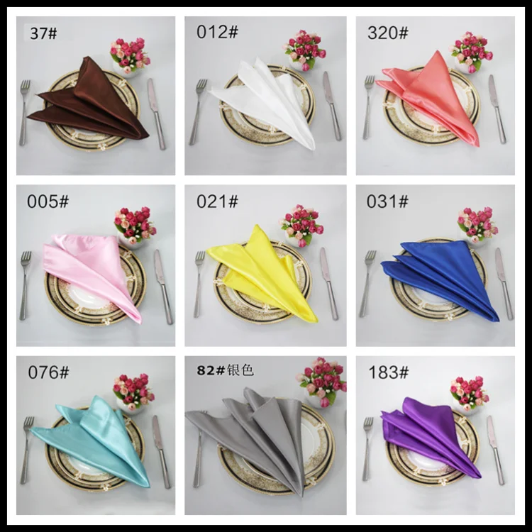 

Dearest 100 pcs 48cm Square Satin Napkins Solid Handkerchief for Wedding Party Hotel Restaurant Table Decors