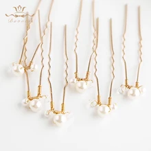 Bavoen 6 шт/лот свадебные аксессуары для волос ручной работы золотые заколки для невесты Кристальные гребни для волос натуральный жемчуг повязки для волос