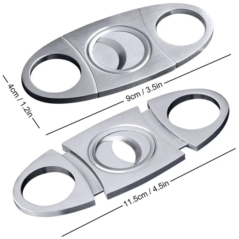 Pocket Cigar Cutter Stainless Steel Double Blade Knife Guillotine Scissors for Most Size of Cigars Smoking Accessories (8)