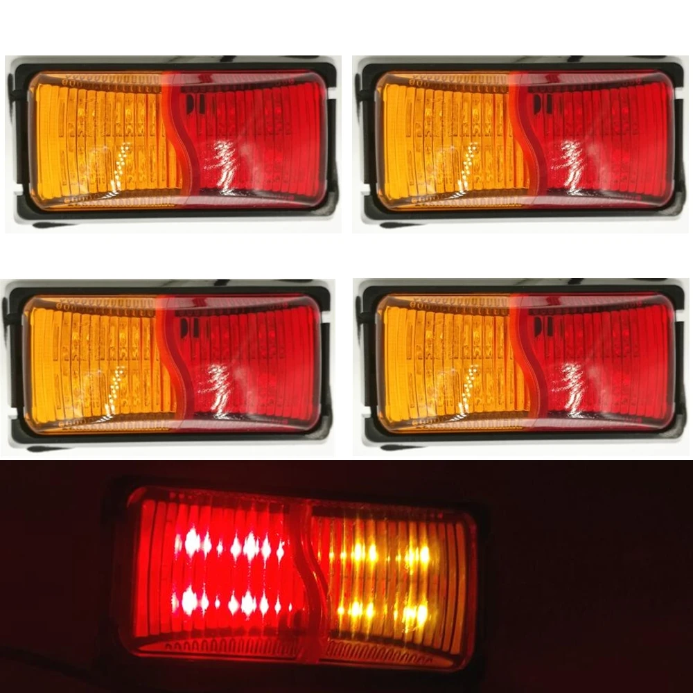 4PCS 2.7" 10 30V 8 LED Side Marker Light Red And Amber Clearance Lamp