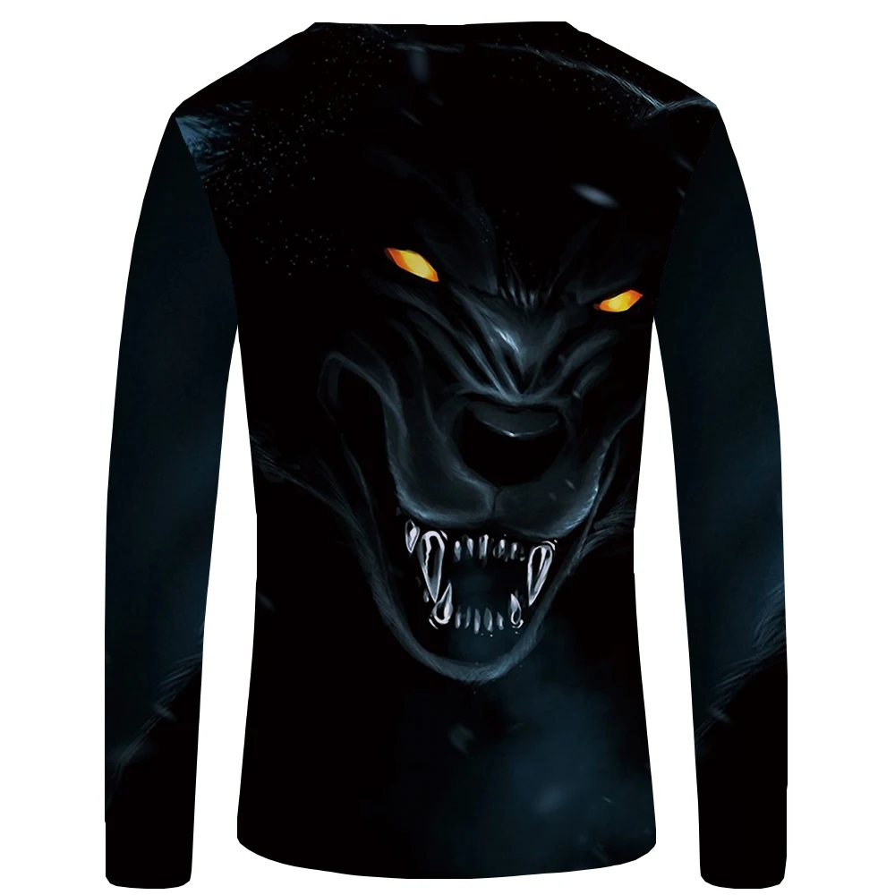 KYKU Wolf T shirt Men Long sleeve shirt Animal Cool New Hip hop Black Anime Clothes Japan Mens Clothing Fashion Man Slim KYKU Wolf T shirt Men Long sleeve shirt Animal Cool New Hip hop Black Anime Clothes Japan Mens Clothing Fashion Man Slim